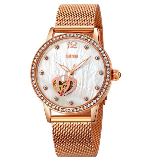 Rose Gold Luminous Watch With Mother-of-pearl Face And Diamonds watches 3