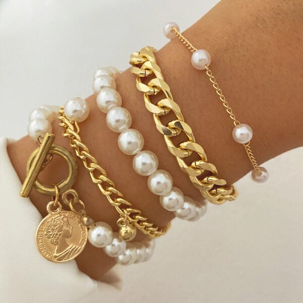 Fashion Pearl Metal Gold Bracelet Bracelets 6