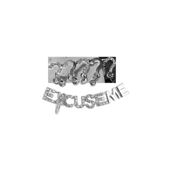Asymmetrical Question Mark Ear Clip With Silver Needle And Diamond Earrings 4