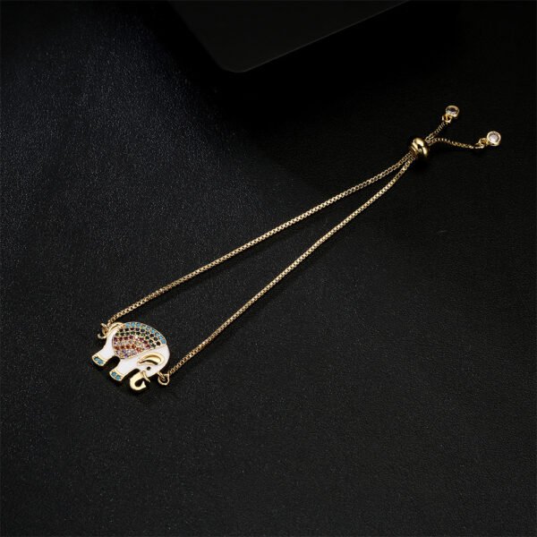 Dripping Zircon Elephant Charm Gold Bracelet Pull Adjustable Necklaces 7