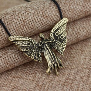 Skeletal City Necklace Pendant With Angel Wings Necklaces