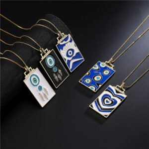 Pendant Drip Oil Devil Eye Element Necklace Sweater Chain Necklaces Pendant Drip Oil Devil Eye Element Necklace Sweater Chain Necklaces