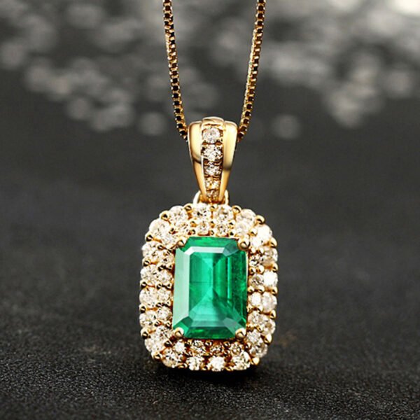 Plated 18k Yellow Gold Color Fashion Emerald Gemstone Simulation Accessories 6