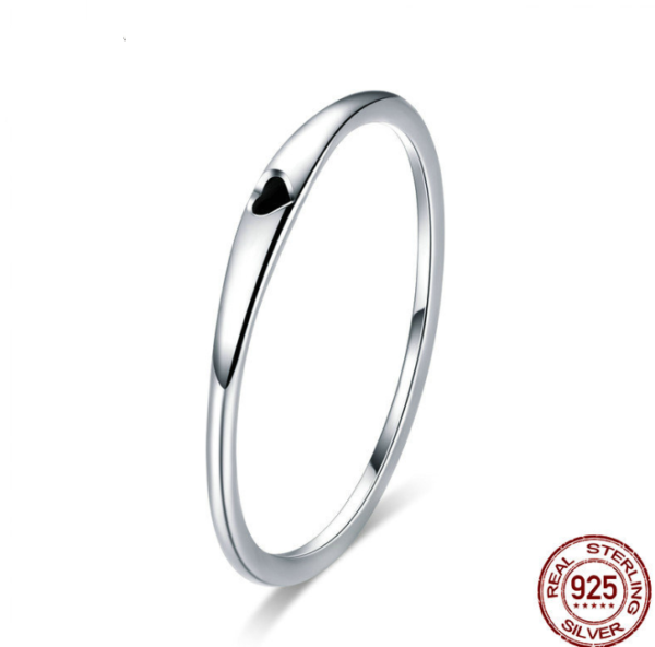 925 Sterling Silver Round Circle Pure Finger Ring Simple Heart Engrave Rings Promos25 4