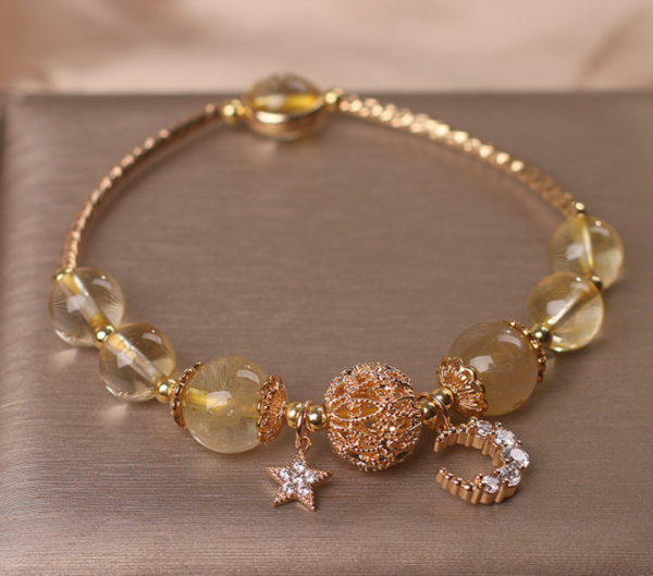 Natural Citrine Gold Gem Quartz Bracelet Women’s Light Luxury Star Moon Crystal Accessories Bracelets 10