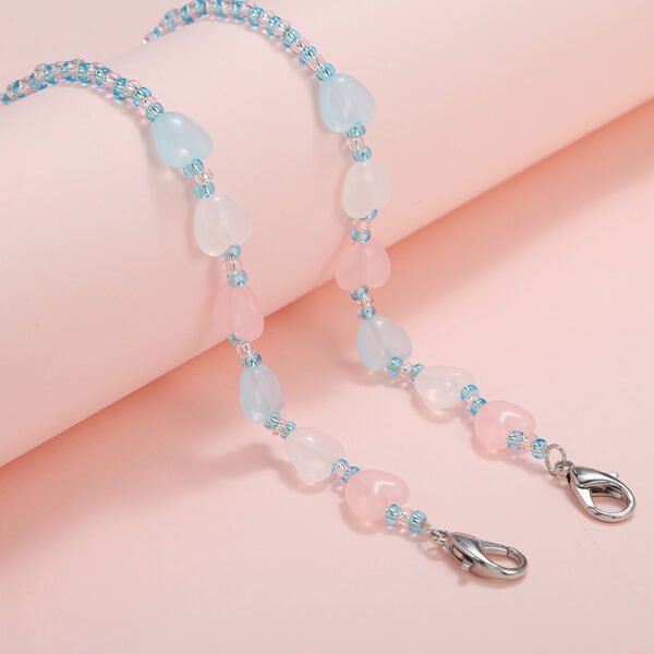 Children’s Anti-lost Multi-purpose Peach Heart Acrylic Bead Mask Chain Necklaces 7