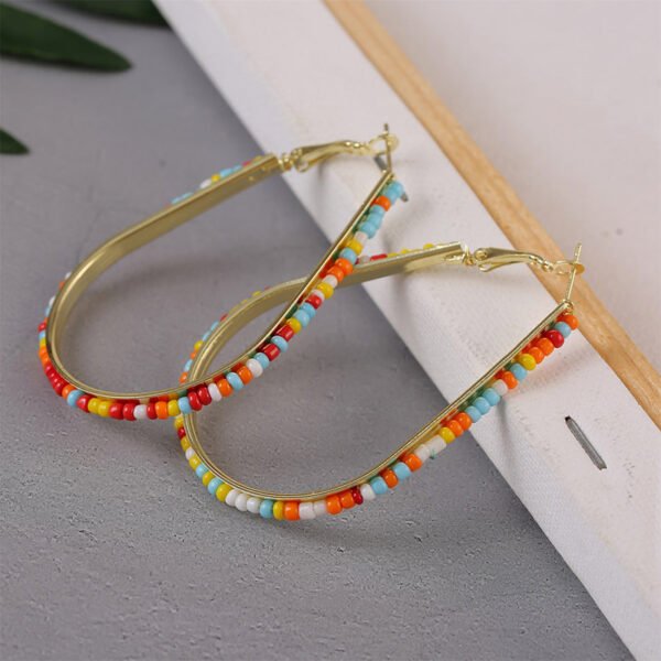 Geometric Handmade Rice Beads Heart Earrings Earrings 6