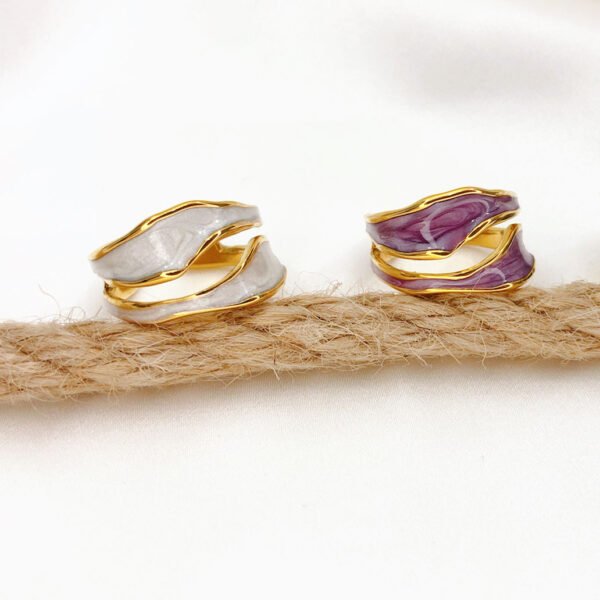 Ring Jurchen Gold Plating Ladies Fashion Temperament Enamel Rings 8