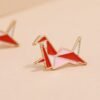 Cute Pink Paper Cranes And Crescent Asymmetric Earrings Earrings 9