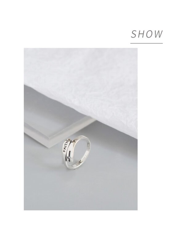 Fashionable English Letter Hollow Belief Ring Rings 6