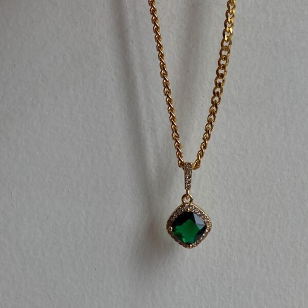 18k Real Gold Electroplating Emerald Necklace Gemstones Necklaces 7