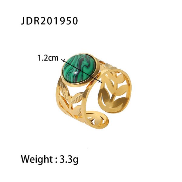 Ring Stainless Steel 18K Gold Hollow Leaves Rings 9