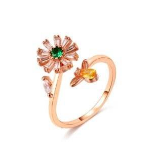 Bee daisy ring with gold plated zircon rotating ring BestSelling