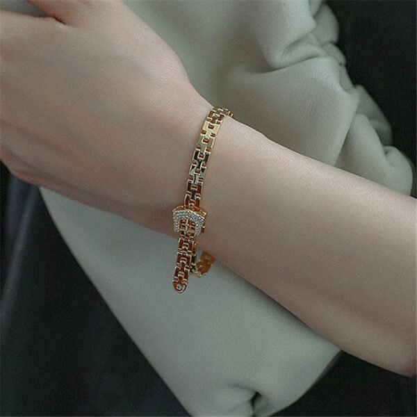 Copper Gold-plated Micro-inlaid Zircon Bracelet Belt Buckle Chain Bracelets 5
