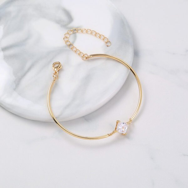 Zinc Alloy Elbow Tube Gold Plated Copper Micropaved Zircon Pendant Bracelet Bracelets 5