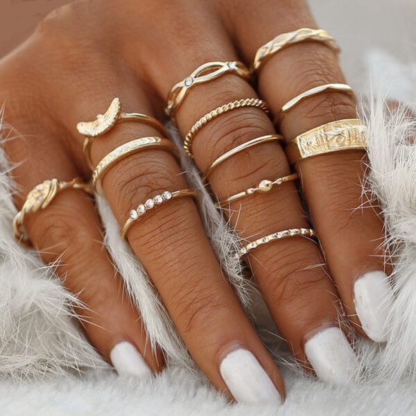 Gold Fashion 12 Piece Ring Set Rings 3