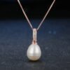 Natural Freshwater White Pearl Rose Gold Pendant Accessories 9