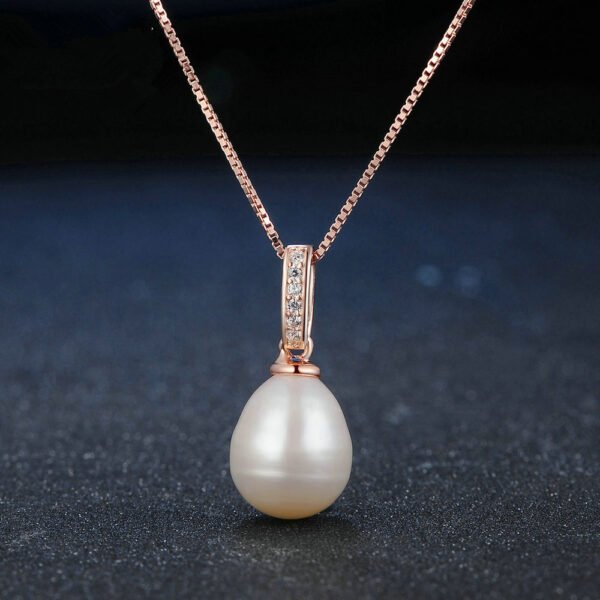 Natural Freshwater White Pearl Rose Gold Pendant Accessories 5