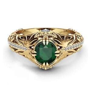 Emerald plated 14k yellow gold ring Rings