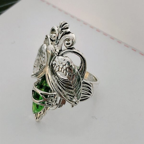 European And American Inlaid Green Zircon Ring Women Rings 4