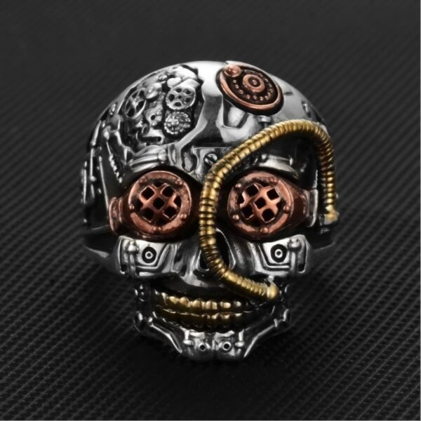 Hot Style Accessories, Hip Hop Industrial Steam Men’s Ring Carved Three-color Rings 6