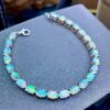 Silver Plated 18k Gold Inlaid Natural Dazzling Opal Bracelet Women Bracelets 11