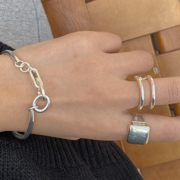 Vintage Distressed Lock Knot Hook Chain Clause Thick Bracelet Bracelets 10