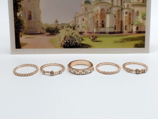 European And American Jewelry Rose Gold Stackable Diamonds Set Of Five Sets Of Rings BohemiaJ Rings 10