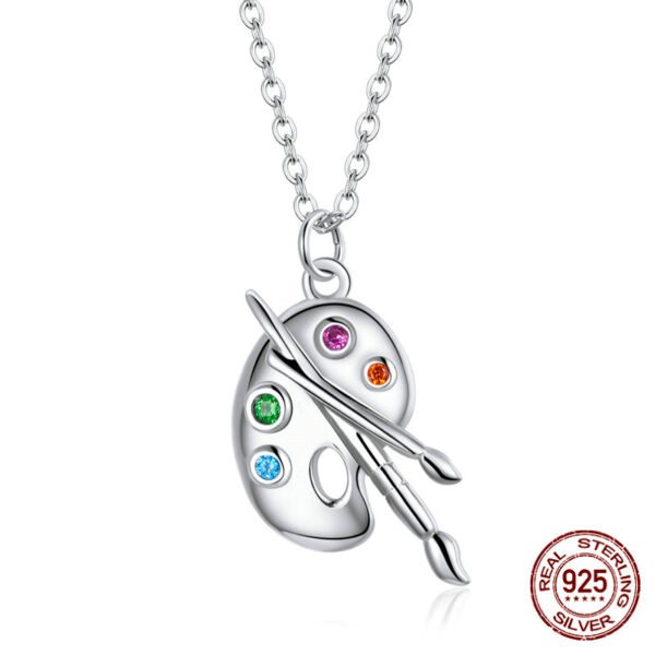 Fashion Art Life S925 Silver Female Popular White Gold Plated Simple Palette Necklace Necklaces 5