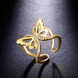 Butterfly Ring Zirconia Stone Paved Rose Gold ColorRings Cute Christmas Gifts For Women And Girls Rings