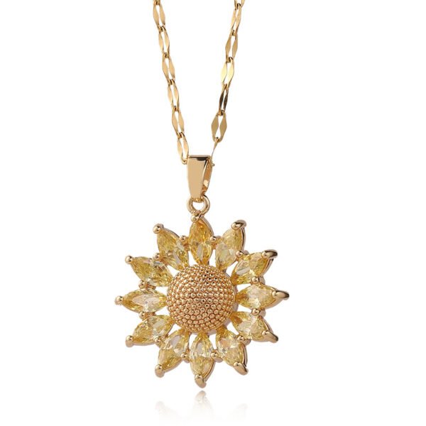 Gold Zircon Sunflower Pendant Women’s Necklace Fashion Accessories Necklaces 5