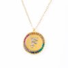 2023 New A-Z Letters Colorful Crystal Necklace Gold Round Stainless Steel Pendant Necklace Necklaces 20