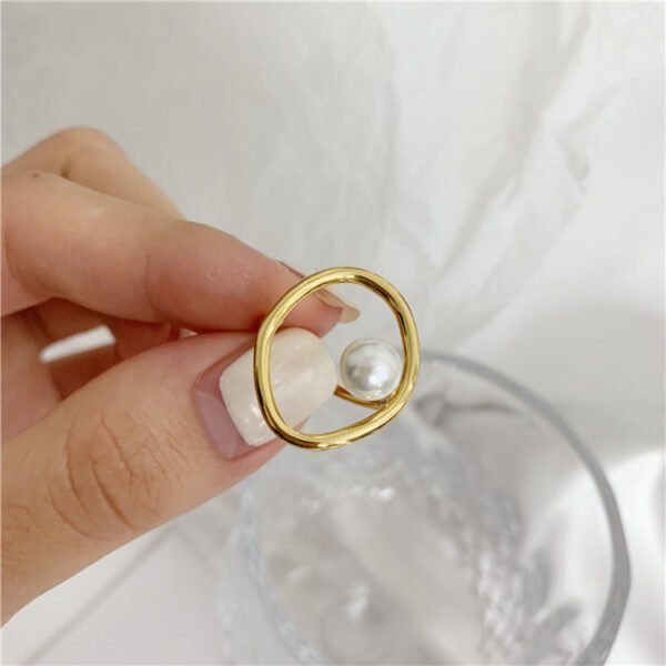 Adjustable Pearl Light Luxury Gold Plated Ring Rings 5