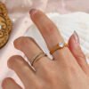 Gold-plated Diamond Personality Simple Open-end Zircon Ring Rings 13