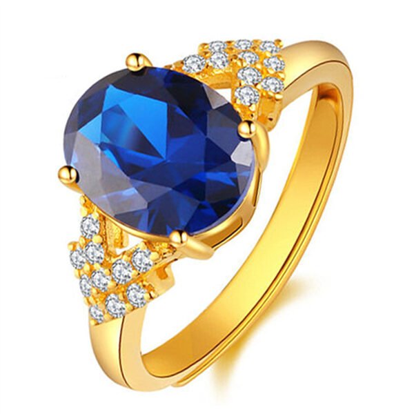 Gold-plated Sapphire Ring With Adjustable Opening And Tanzanite Diamonds Rings 4