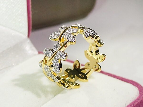 Butterfly Points Female Flower Plated Real Gold Ring OurSpecialSelection 7