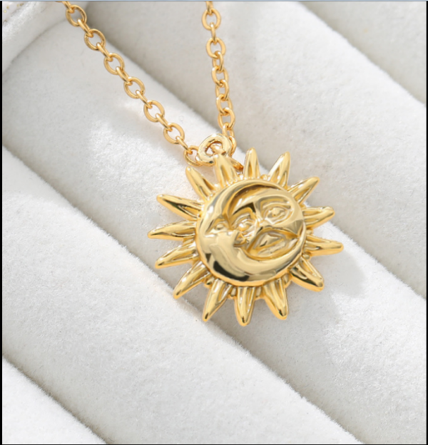 Sun Pendant Necklace Women Gold Plated 18K Necklaces 5