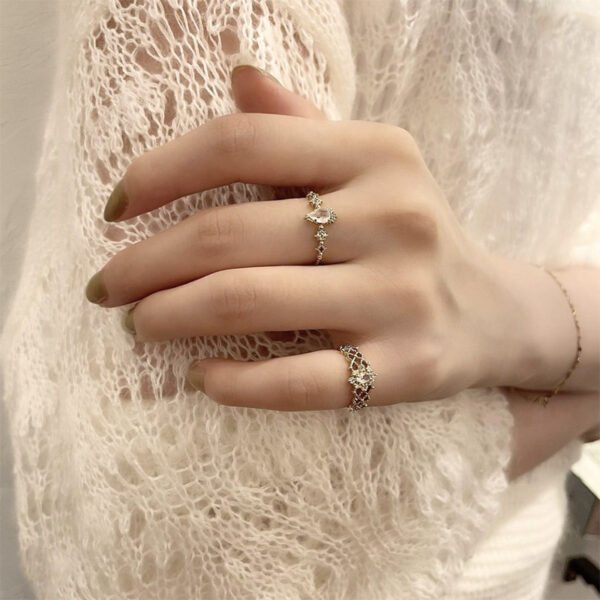 Silver Gold Plated Natural Blue Moonstone Ring Rings 4
