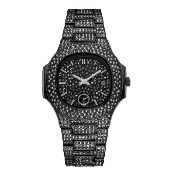 Hip Hop Full Diamond Dial High-end Gold Full Diamond Men’s Quartz Watch watches 3