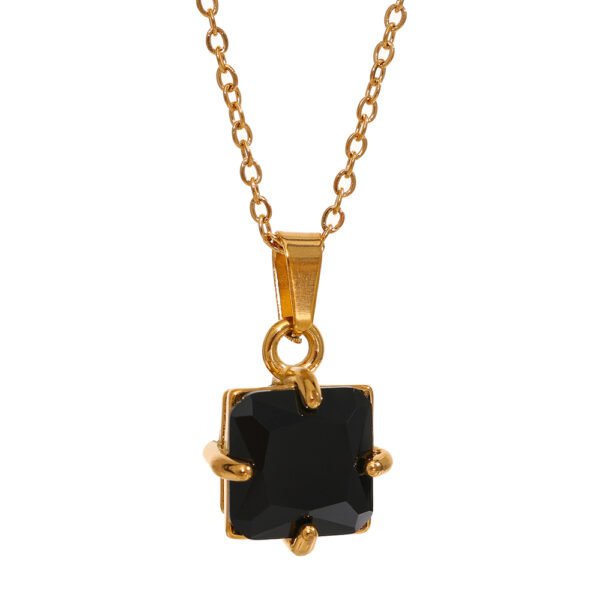 Elegant Pendant Necklace 18K Gold Stainless Steel Large  Square Zirconium Pendant Necklaces 5
