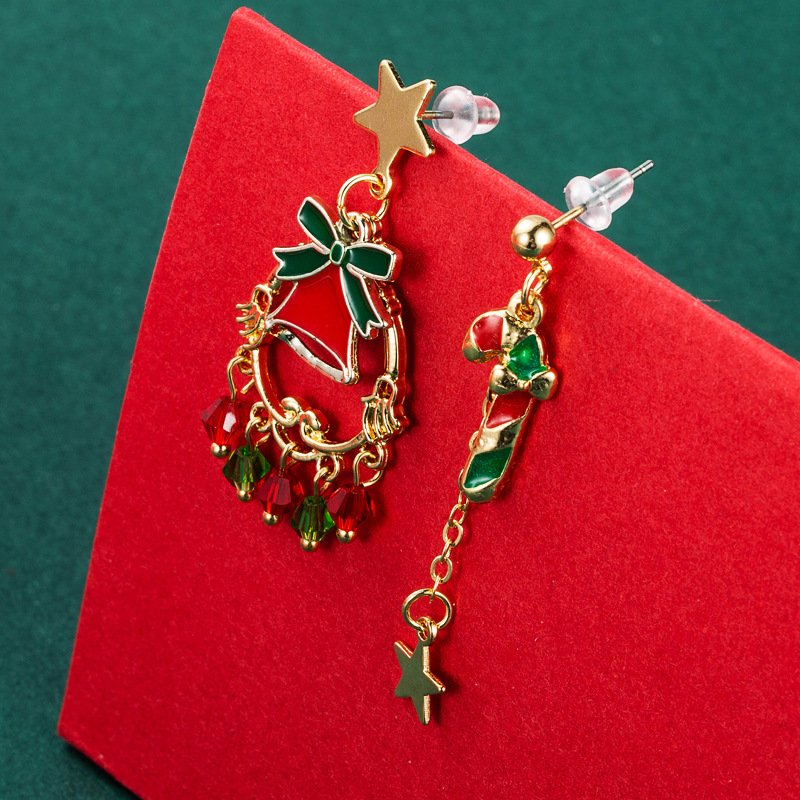 Christmas Series Alloy Dripping Christmas Cane Bells Tassel Earrings Women Christmas 8 Christmas Series Alloy Dripping Christmas Cane Bells Tassel Earrings Women Christmas 8