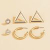 Mix And Match Simple Geometric C-shaped Half Hoop Earrings Set Earrings 8