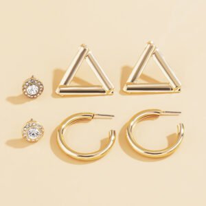 Mix And Match Simple Geometric C-shaped Half Hoop Earrings Set Earrings