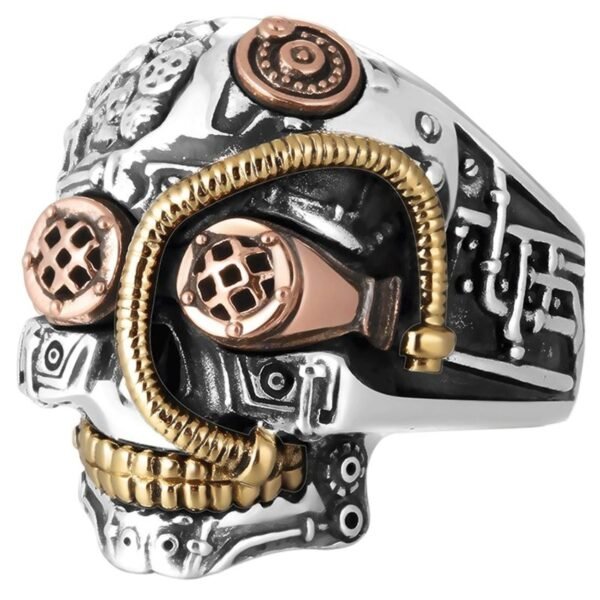 Hot Style Accessories, Hip Hop Industrial Steam Men’s Ring Carved Three-color Rings 8