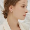 Daisy Leverback Hoop Earrings in White Gold Plated Sterling Silver Earrings 14 Daisy Leverback Hoop Earrings in White Gold Plated Sterling Silver Earrings 14