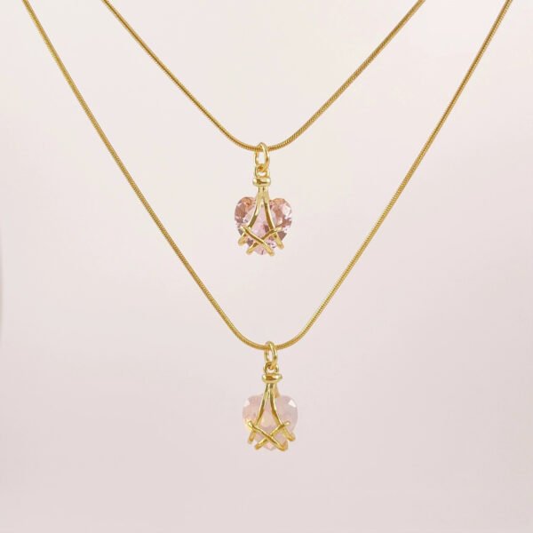18k Gold Plated Titanium Heart Crystal Pendant Necklace Necklaces 4