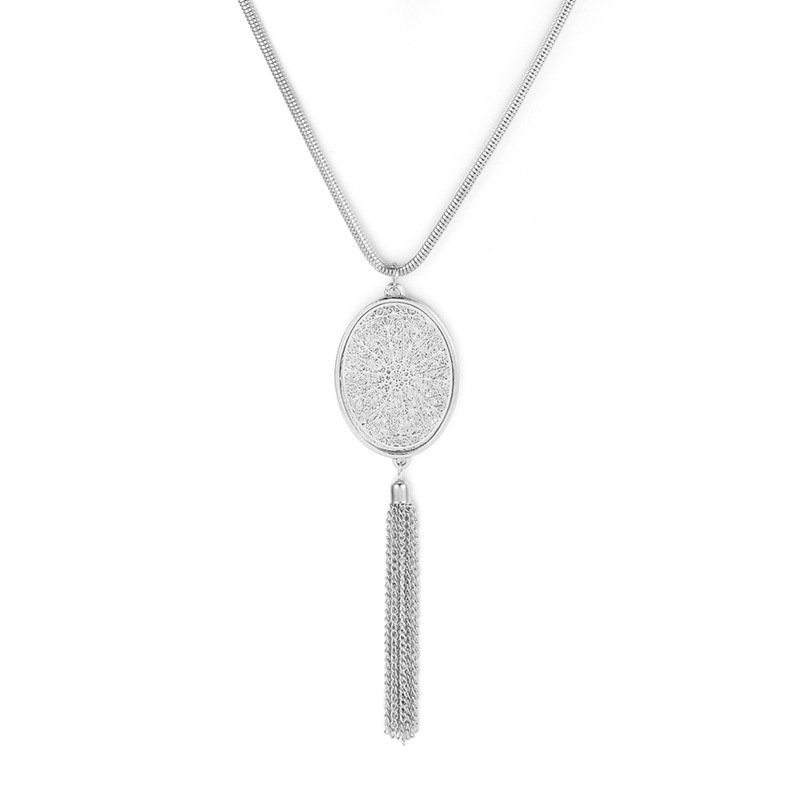 European And American Hollow Disc Pendant Tassel Long Necklace Women Necklaces 8 European And American Hollow Disc Pendant Tassel Long Necklace Women Necklaces 8