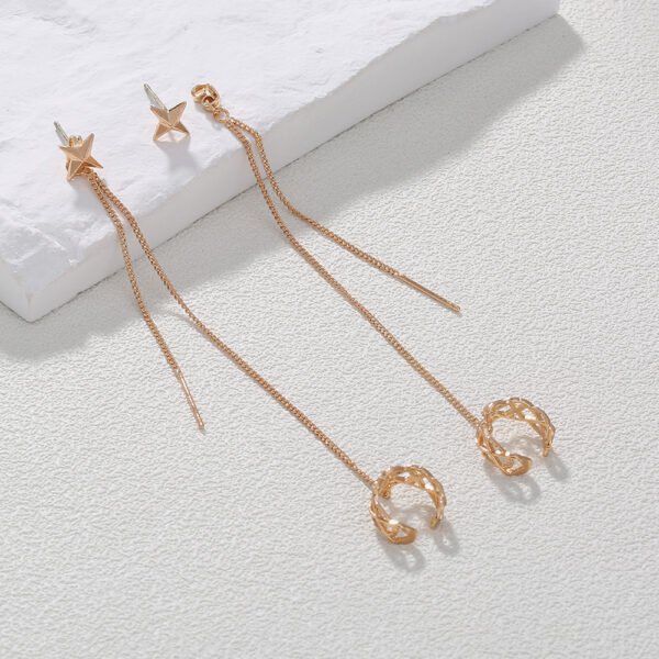 Geometric Tassel Earrings Women’s Long Diamond Inlaid New Fashion Net Red Temperament Earrings Face Show Thin Ear Line Jewelry Earrings 7