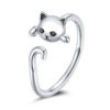 S925 Silver Ring Cute Kitten Silver Plated White Gold Ring Rings 12