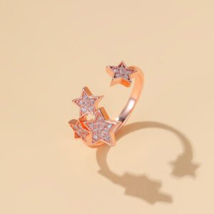 Fashion Simple Full Diamond Starry Copper Ring Rings